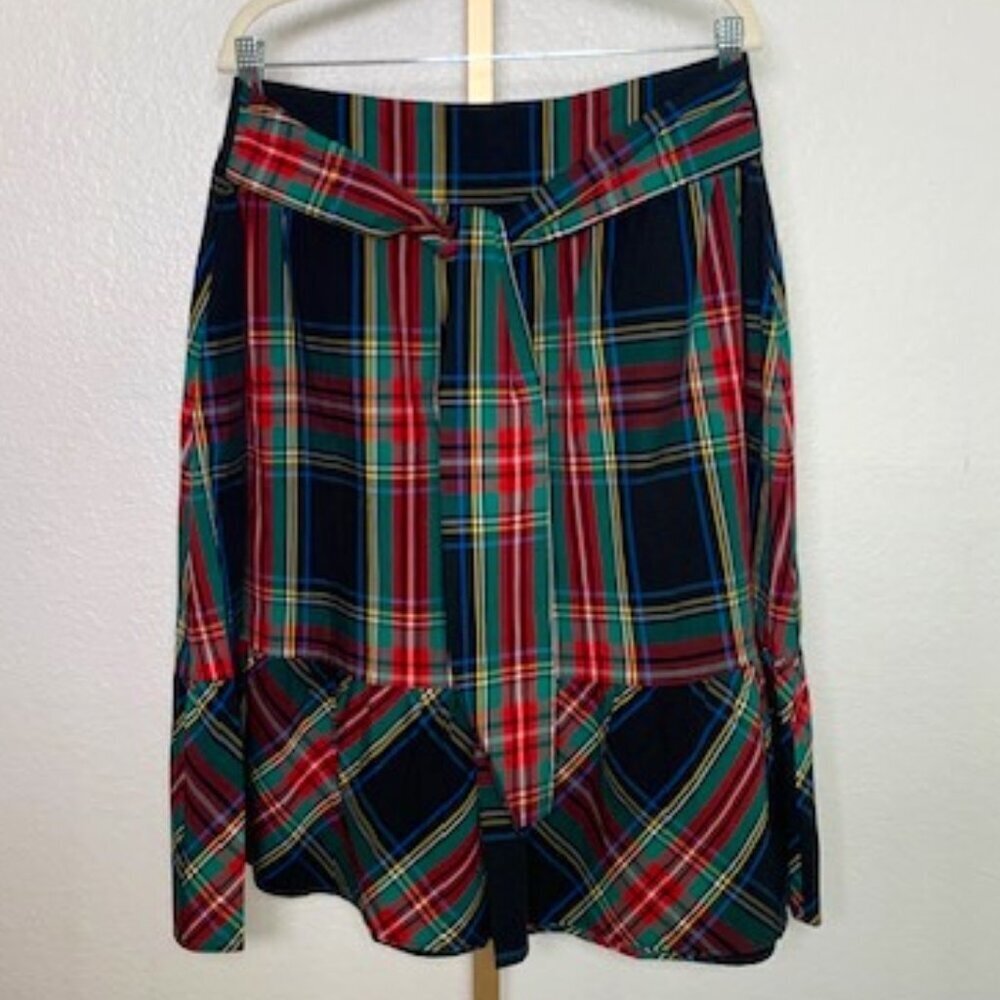 J. Crew Multi-Color Plaid Midi Skirt